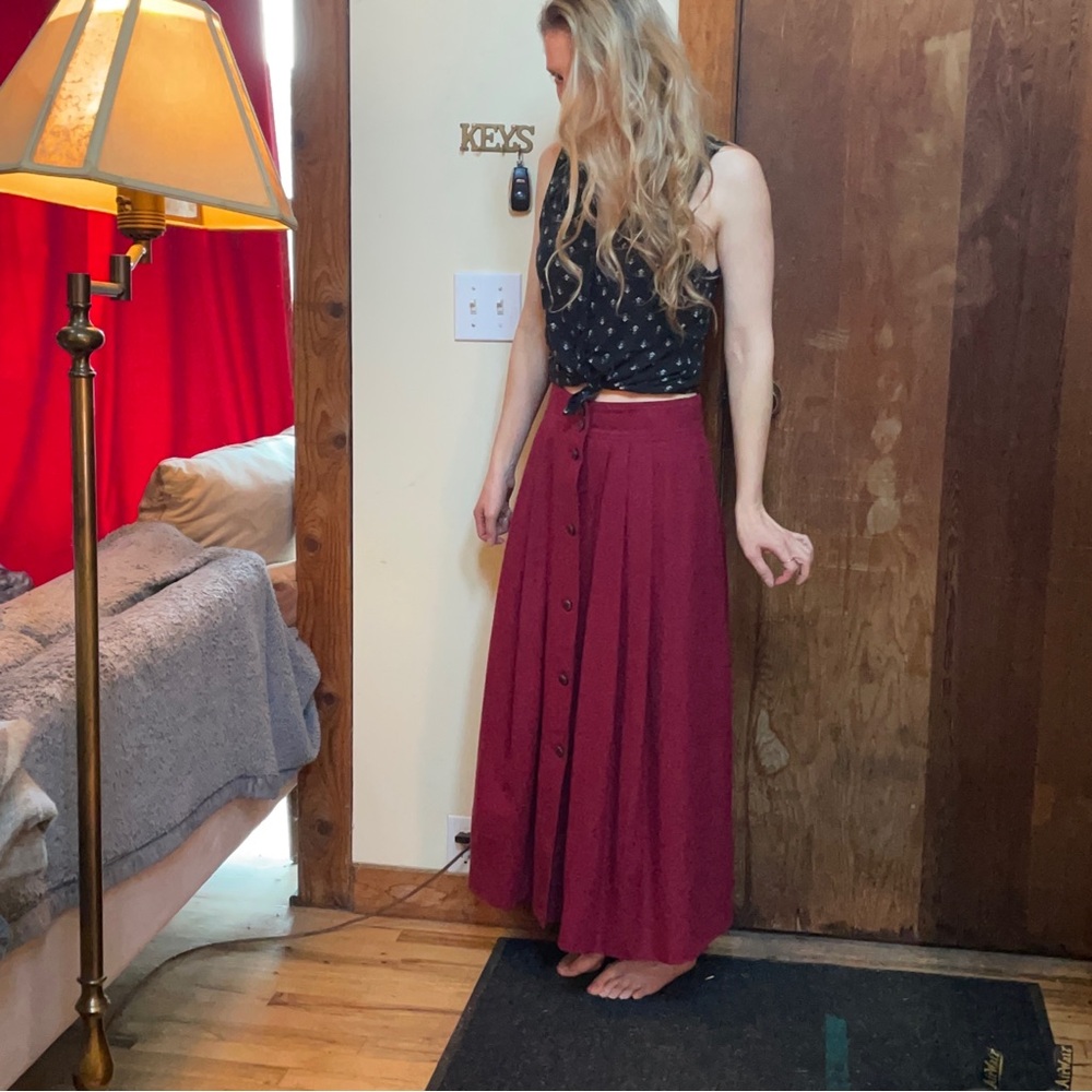 Wool Red Maxi Skirt